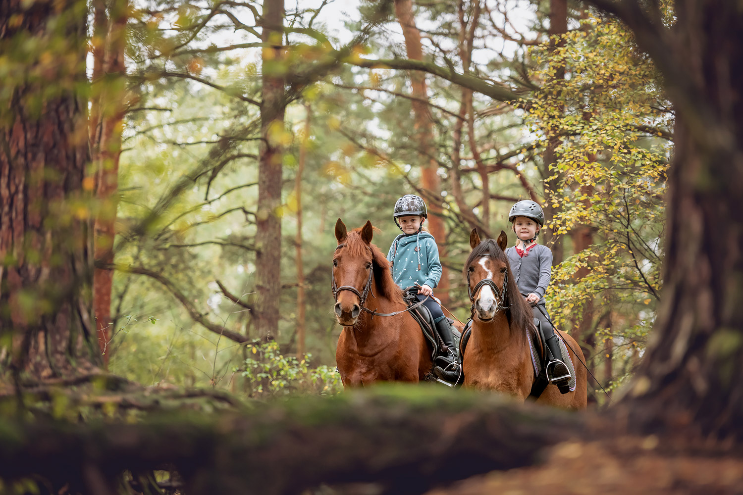 Braunschweig Kinderfotografie Pferdefotografie Reiten Ausritt Wald Pony Zwillinge Reitschule Gut Warxbuettel